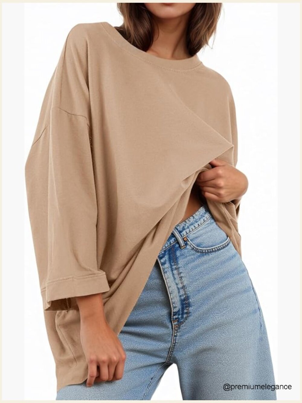 Oversized 3/4 Bell Sleeve Tunic Top Casual Loose Fit Tee Crew Neck Fall Trendy